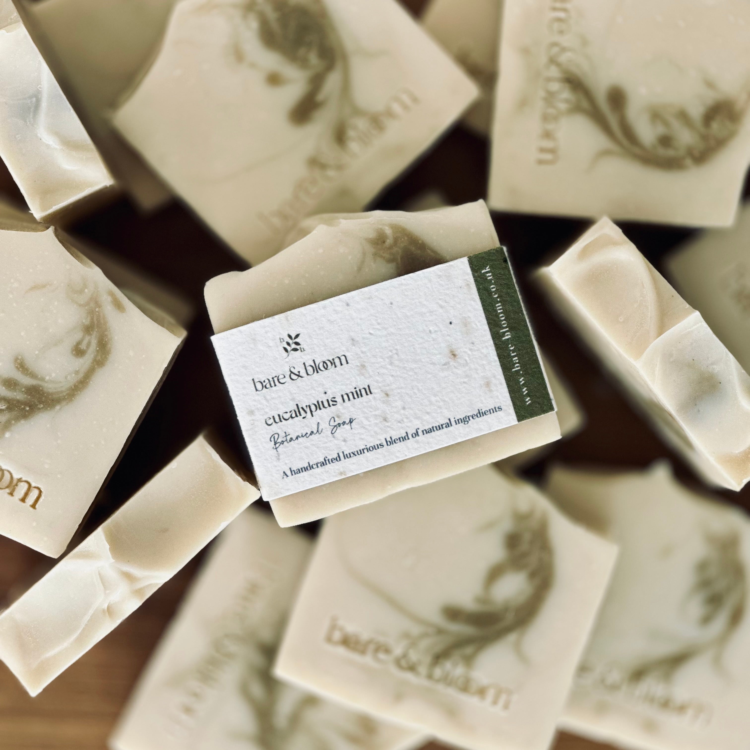 eucalyptus mint natural artisan soap with seeded label
