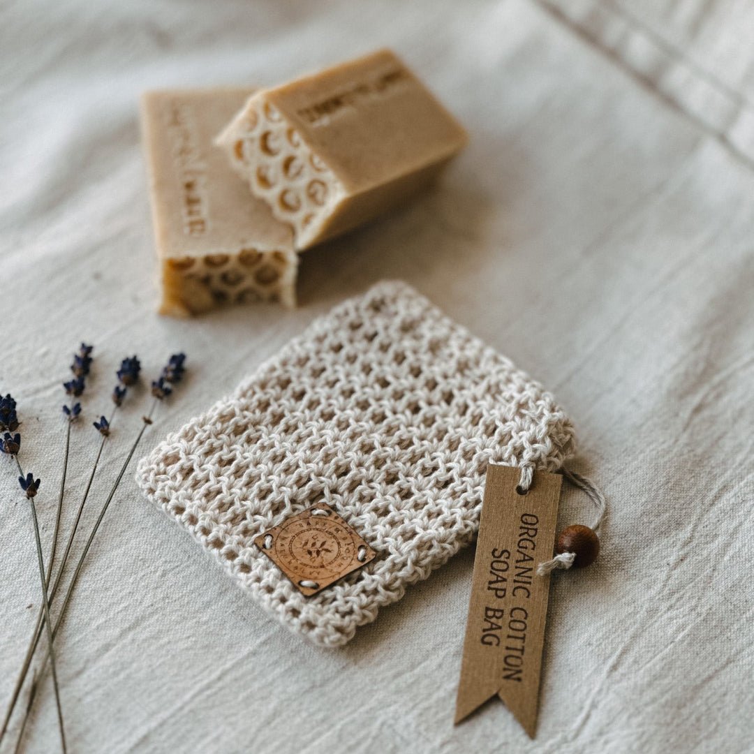 Organic Cotton Soap Saver Bag – Hand - Crocheted Exfoliating Soap Pouch - Bare and Bloom