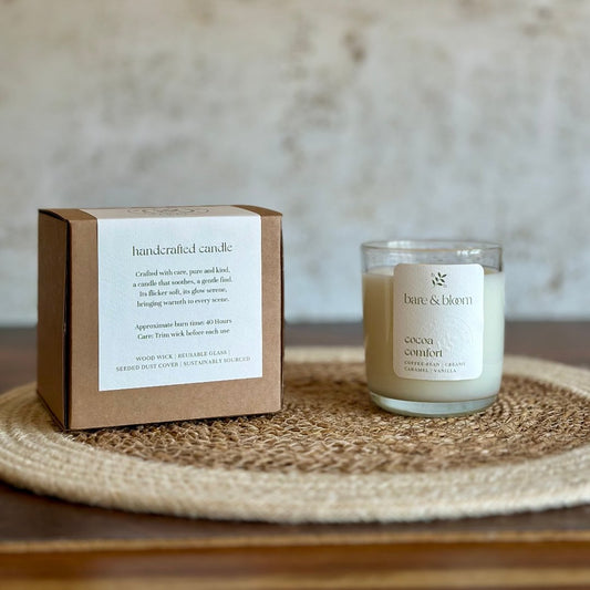 sustainable hand poured wood wick candle