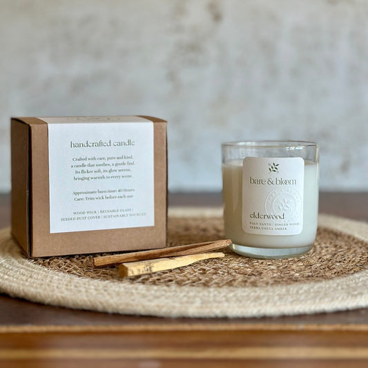 sustainable hand poured wood wick candle