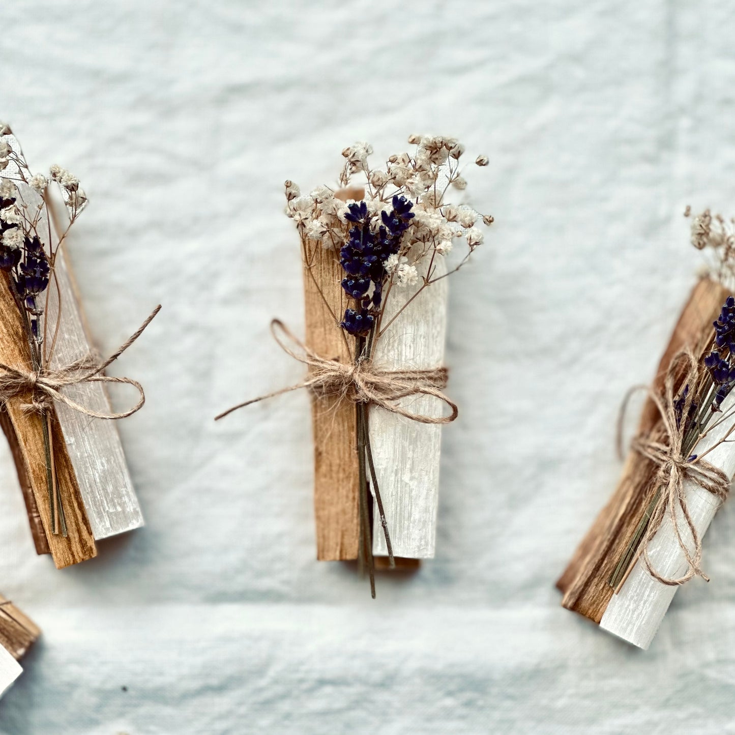 Palo Santo & Selenite stick bundle with dried lavender