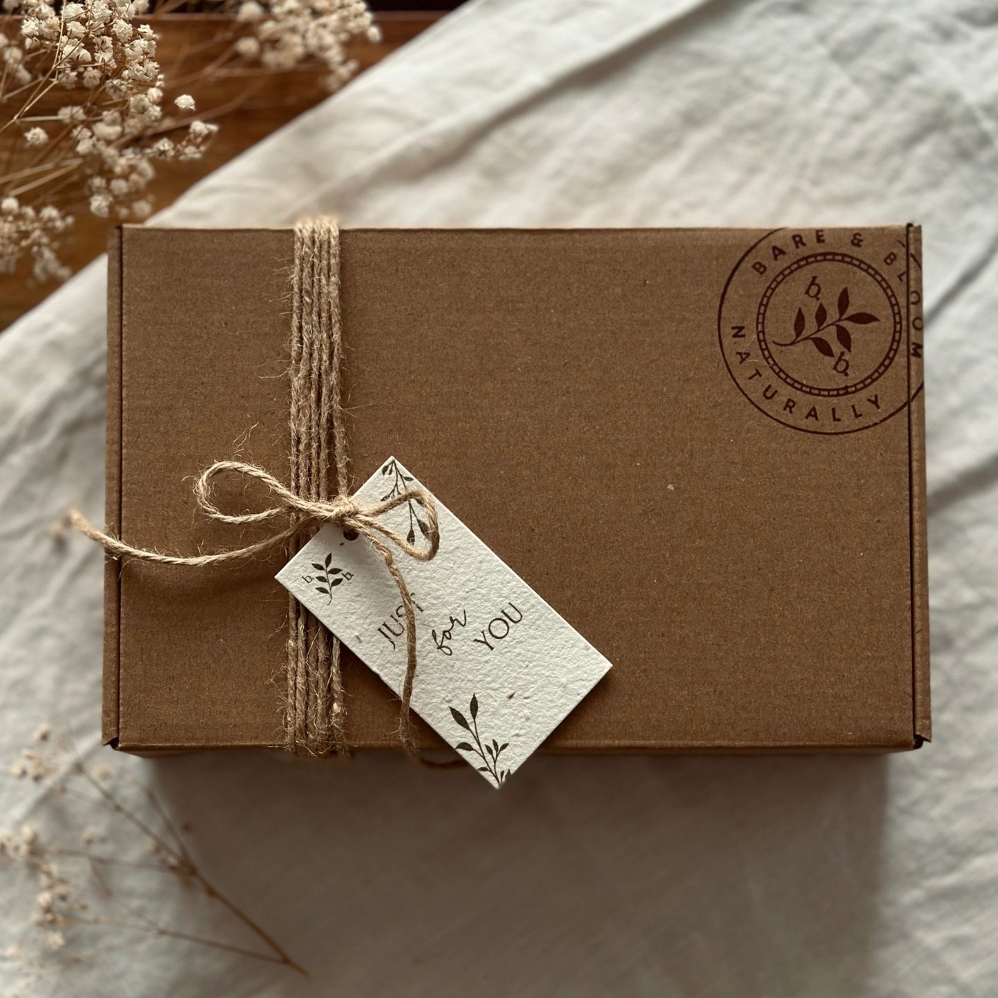 Beard & Body Gift Set in Kraft box wrapped with jute string and seeded tag - Bare and Bloom