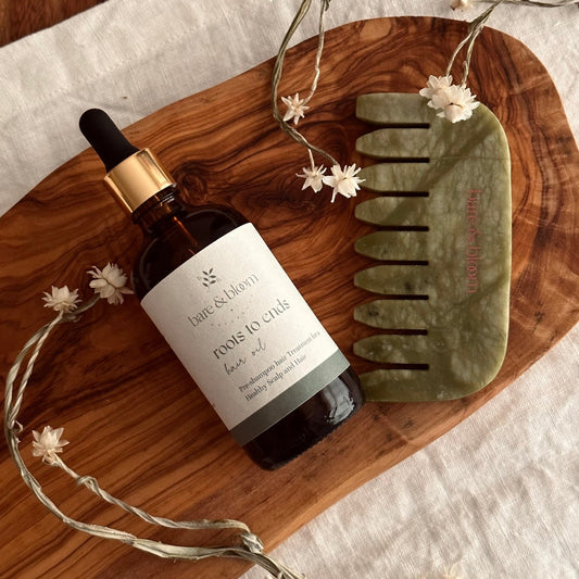 Botanical Hair Oil + Green Aventurine Comb - Bare and Bloom