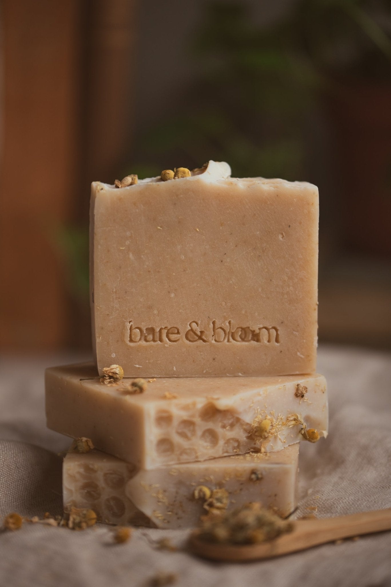 Handmade natural chamomile calendula soap UK - Bare and Bloom