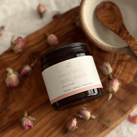 Rose Mask ~ Natural Clay Cleansing & Exfoliation - Bare and Bloom