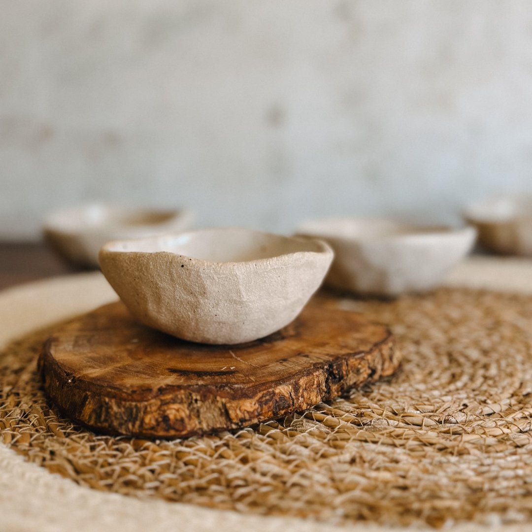 handmade stone effect ceramic mask bowl