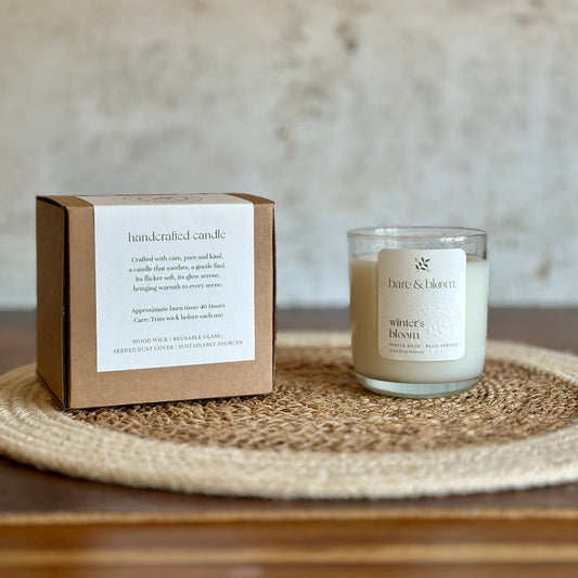 Winter's Bloom - Elegant Winter Floral Luxury Candle - Bare and Bloom